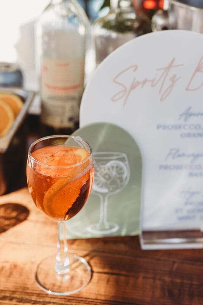 Custom cocktail sign design for Anna and Jack’s Rancho Nicasio wedding